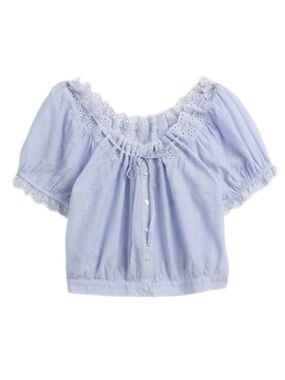 GAP Eyelet Crop Top | XS | Blue Stripe | Like New